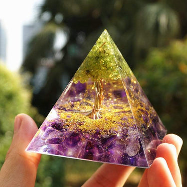 Peridot & Amethyst Tree of Life Orgone Pyramid-Your Soul Place